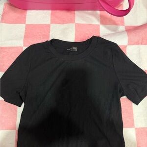 White Fox Black Cropped t